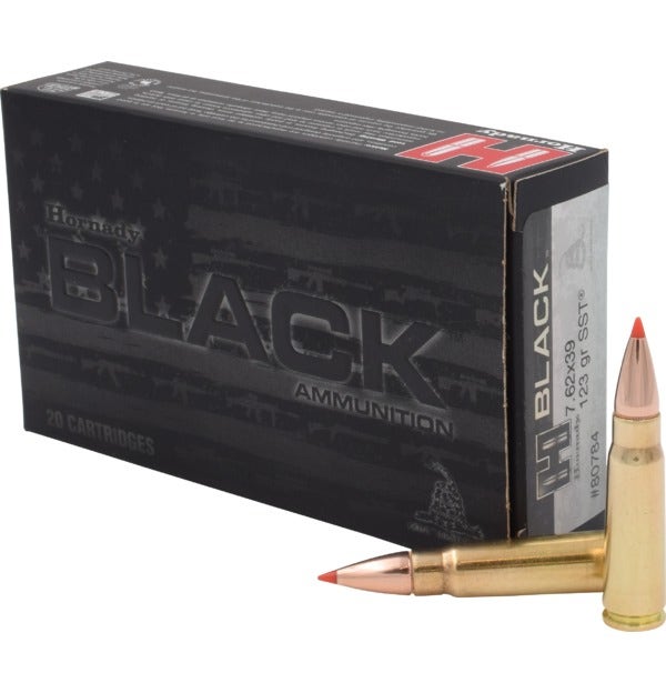 Bear Creek Arsenal Hornady BLACK 7.62x39 Ammunition 20 Rounds SST 123 Grain Brass Cased