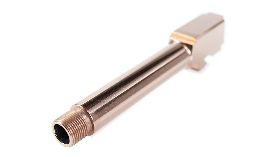 Bear Creek Arsenal Barrel for Grizzly 102 & Glock 19 | 9MM | Titanium Nitride Rose Gold Finish |Threaded