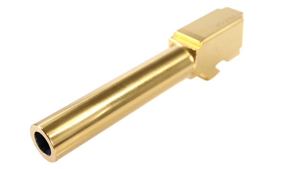 Bear Creek Arsenal Barrel for Grizzly 102 & Glock 19 | 9MM | Titanium Nitride Gold Finish |Unthreaded
