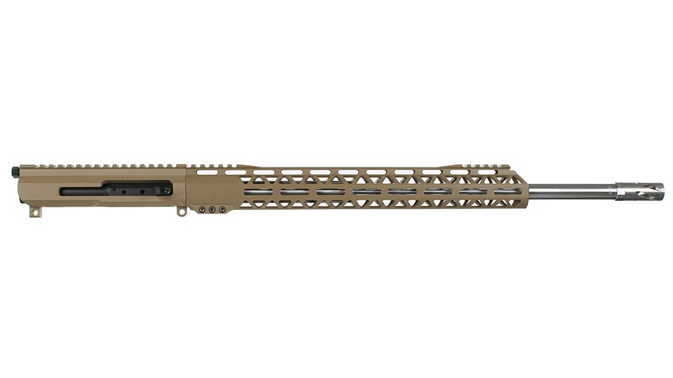 .17 HMR Flat Dark Earth Cerakote Side Charging Upper Assembly | 20" Stainless Heavy Barrel  | 1:9 Twist | Stainless 416R   | MLOK Split Rail