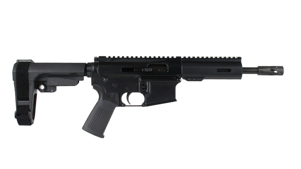 .22 Long Rifle Right Side Charging Pistol | 7.5" Parkerized Heavy Barrel | 1:16 Twist | Forged Lower | MLOK Split Rail - Brace