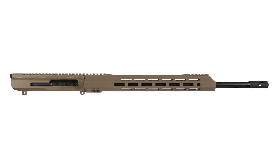 BC-10 .243 Winchester Flat Dark Earth Cerakote Side Charging Complete Upper Assembly, 20" Black Nitride Heavy Barrel, 1:8 Twist, Rifle Length Gas System, 15" M-LOK Rail