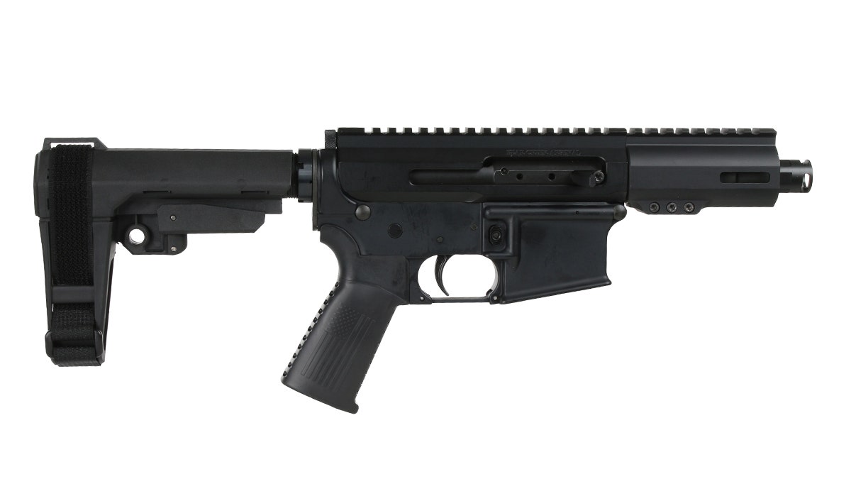 BC-15 | .338 ARC Right Side Charging Complete Pistol w/ Micro Flash Hider & Pistol Brace | 4.5" Parkerized Heavy Barrel | 1:8 Twist | Forged Lower | Micropistol Length Gas System | MLOK Split Rail