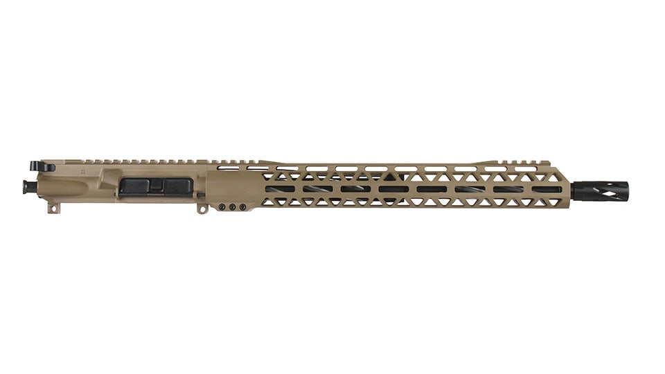 BC-15 | .350 Legend Flat Dark Earth Cerakote Forged Complete Upper Assembly | 16" Black Nitride Stainless Heavy Barrel  - 0.750 | 1:16 Twist | Bear Claw Flutes | Stainless 416R  Carbine Length Gas System | MLOK | 15" Split Rail