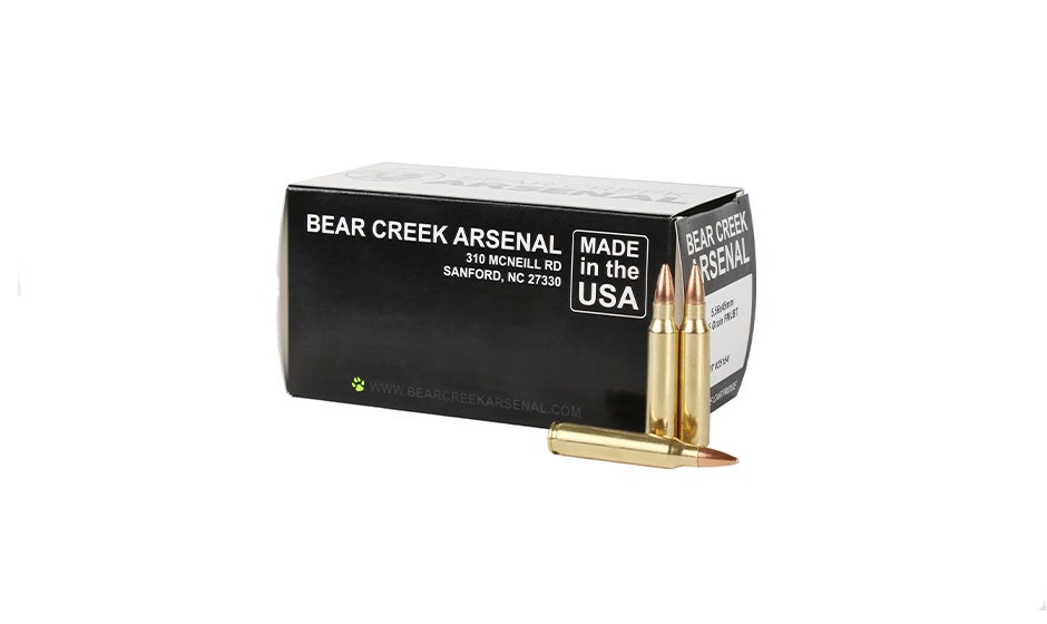 Bear Creek Arsenal Bear Creek Arsenal | 5.56 FMJ Boat Tail Ammunition | 55 grain | 50 Rounds