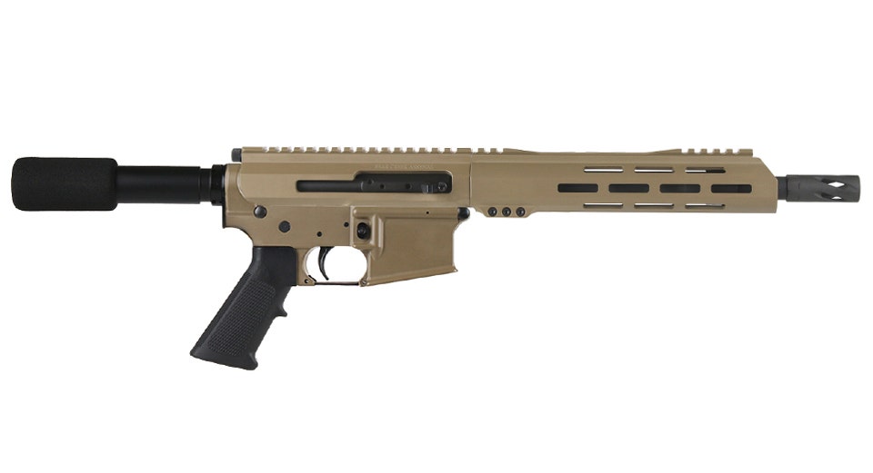 BC-15 | 5.56 NATO  Flat Dark Earth Cerakote Side Charging Pistol | 10.5" Parkerized Contour  - 0.75 | 1:7 Twist | Forged Lower | 4150  Carbine Length Gas System | MLOK Split Rail