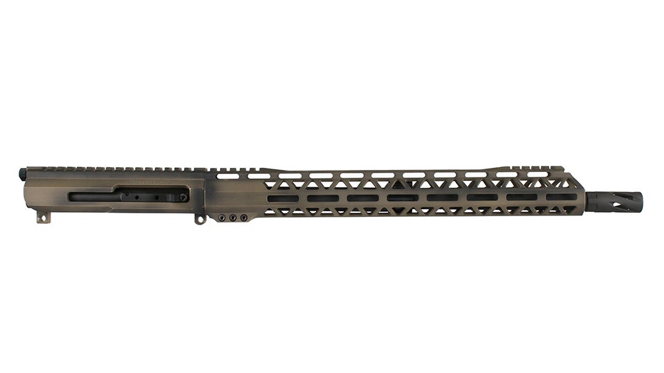 BC-15 5.56 NATO Flat Dark Earth Battleworn Cerakote Side Charging Complete Upper Assembly, 16" Black Nitride Contour Barrel, 1:7 Twist, Mid Length Length Gas System, 15" M-LOK Rail