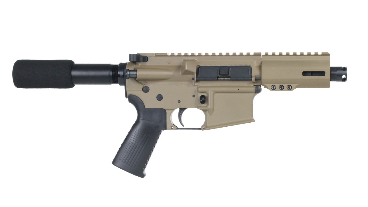 BC-15 | .300 Blackout Flat Dark Earth Cerakote Pistol | 4.5" Parkerized Heavy Barrel | 1:8 Twist | Forged Lower | Micropistol Length Gas System | MLOK Split Rail | Micro Flash Hider
