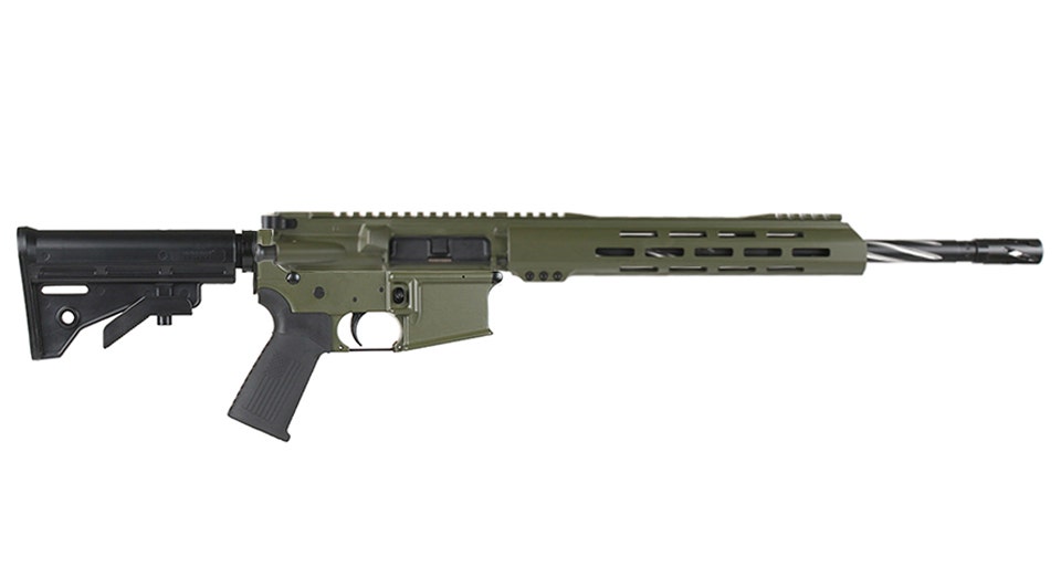 BC-15 | 7.62X39 Olive Drab Green Cerakote Rifle | 16" Black Nitride Stainless Heavy Barrel  - 0.750 | 1:10 Twist | Forging Lower | Bear Claw Flutes | Stainless 416R  Carbine Length Gas System | MLOK | 12" Split Rail