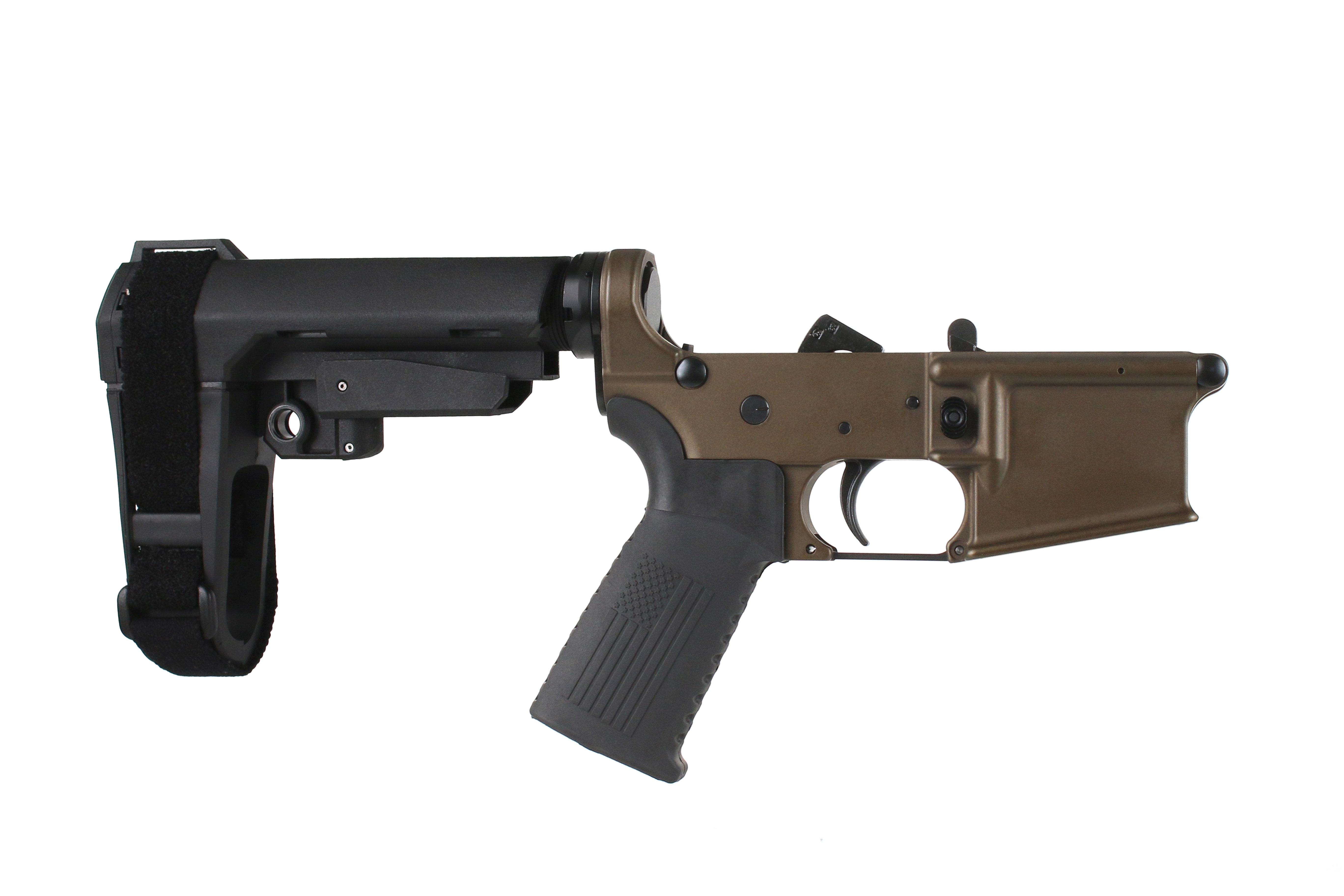 BC-15 | Multi-Caliber Complete Pistol Lower Assembly With Pistol Brace |Midnight Bronze