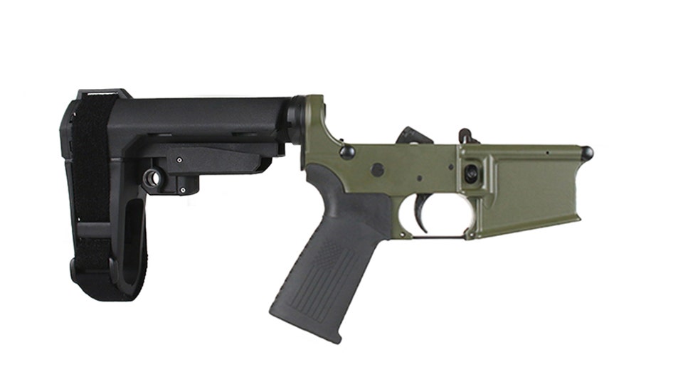 BC-15 | Multi-Caliber Complete Pistol Lower Assembly With Pistol Brace |Olive Drab Green