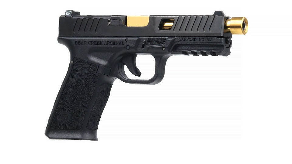 BC-101 | BCA Grizzly | Window Cut 9mm Handgun | 9mm Gold Titanium Nitride (TiN) Threaded Barrel | 1:16 Twist | 17+1 Capacity