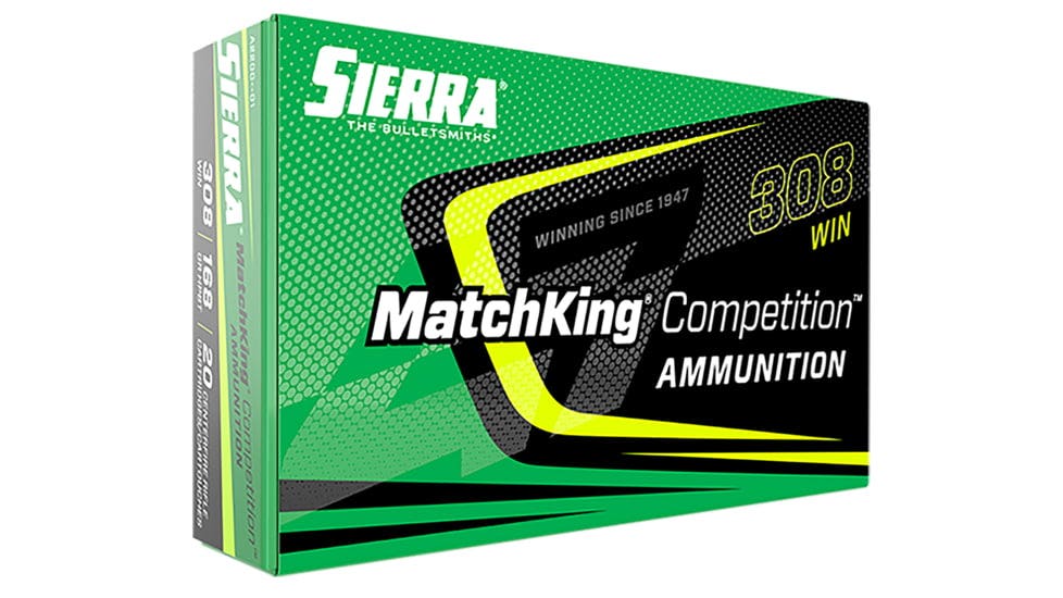 Sierra Ammunition | MatchKing .308 Winchester | 168 Grain Hollow Point Boat | 20rd