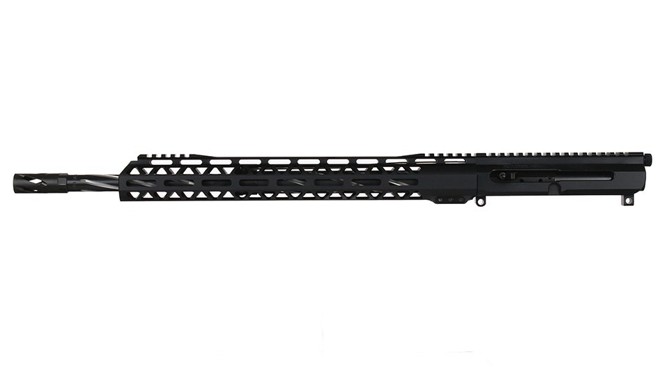 BC-15 | .223 Wylde Side Charging Complete Upper Assembly | 18" Black Nitride Stainless Heavy Barrel  - 0.750 | 1:8 Twist | Bear Claw Flutes | Stainless 416R  Mid Length Length Gas System | MLOK | 15" Split Rail