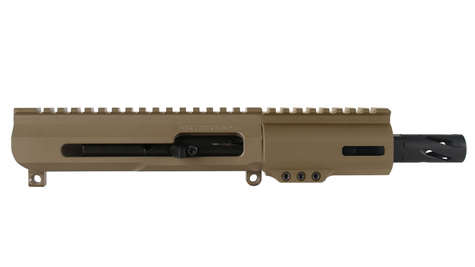BC-9 | 9mm Flat Dark Earth Cerakote Right Side Charging Bufferless Upper | 4.5" Parkerized Barrel| 1:10 Twist | Blow Back Gas System | MLOK Split Rail