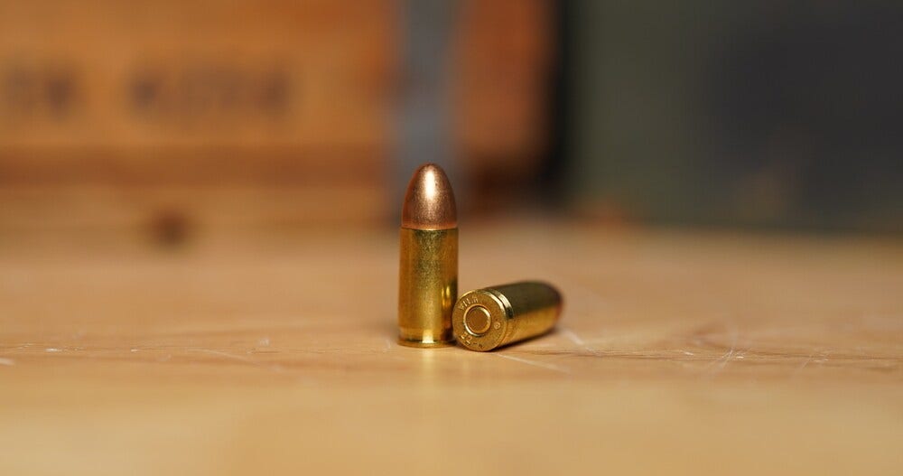 9mm ammo on table